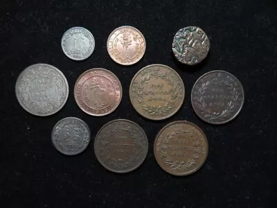 India/Sri Lanka British Colonial Era Silver & Copper Rupee/Anna Coins (10) • £11.06