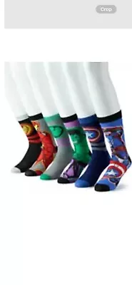 Marvel Characters Graphic Socks 6 Pair Casual Crew 6 Designs Shoe Sz 6-12 Nwt • $15.49