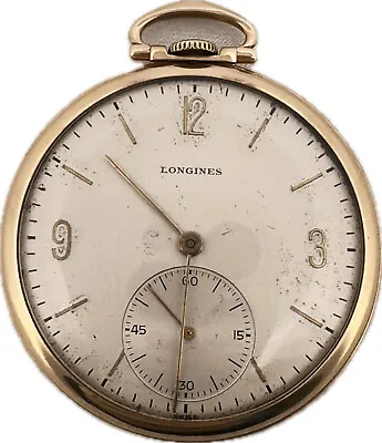 Vintage Longines Big Sub Mechanical Pocket Watch 17LU / 17.95M 14k Gold Swiss • $900