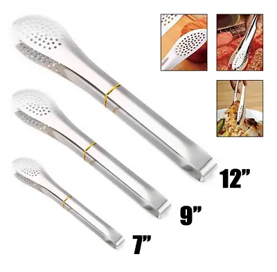 $6.29 • Buy Stainless Steel Kitchen Tongs Serving Utensils BBQ Tongs For Cooking Heavy Duty