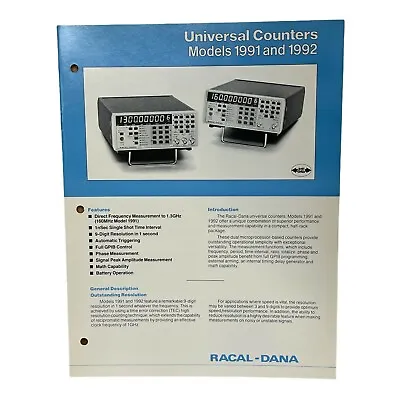 Racal-dana Models 1991 & 1992 Universal Counters Technical Data Sheet • $24.95