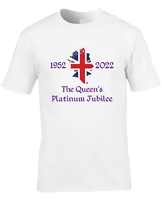 Queen Platinum Jubilee Men's T-Shirt Gift British Pride Celebrate Monarchy Cool • £8.99