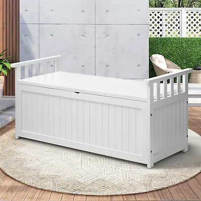 Livsip Outdoor Storage Box Garden Bench Wooden Cabinet Container Chest Toy Tool • $170.01