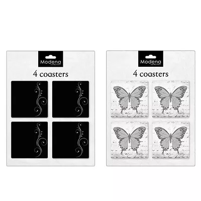 $12.35 • Buy Set Of 4 Hardback Square Coaster Set Design Tea Coffee Cup Table Mats Kitchen