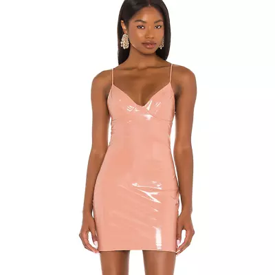 Amanda Uprichard Dress Womens Medium Nude Pink Mini Faux Patent Leather Helaine • $49.98