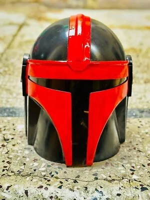 Wearable Star Wars Red Black Series Mandalorian Helmet Armor Steel Costume Prop • $78.99