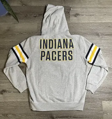 Vtg Indiana Pacers Quarter Zip Double Side Hoodie Basketball Sweatshirt Sz Large • $29.99