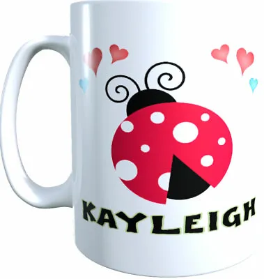 Cute Ladybird Ceramic Mug - Personalised - Tea Coffee Birthday Xmas Gift Present • £6.69