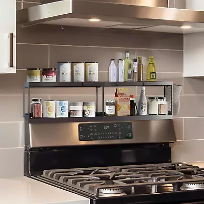 2-Tier Magnetic Shelf For Stove Top Organizer | Over Stove Spice Rack | Double L • $59.16
