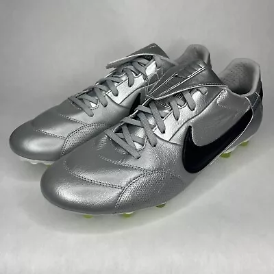 Nike Premier 3 Fg Metallic Silver/volt/ Black Soccer Cleats At5889-004 Sz 11 • $89.99