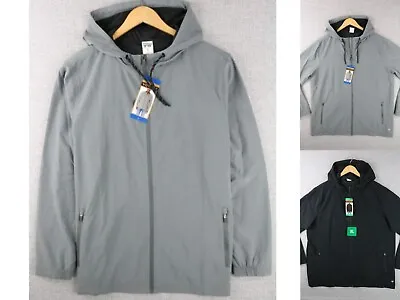 Voyager Mens Hooded Jacket Gray Black Sz L XL 4 Way Stretch Water Repel UV50+ • $20.56