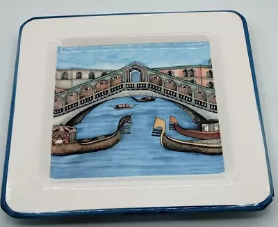 Vintage Pietro Brunelli Square Plate Venice Bridge Gondola Made In Italy 10.25  • $24.99