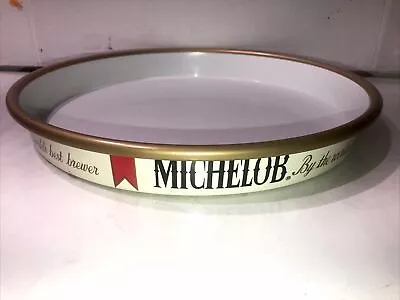 Vintage Metal Michelob Beer Serving Tray Barware White  13” Diameter • $9.95