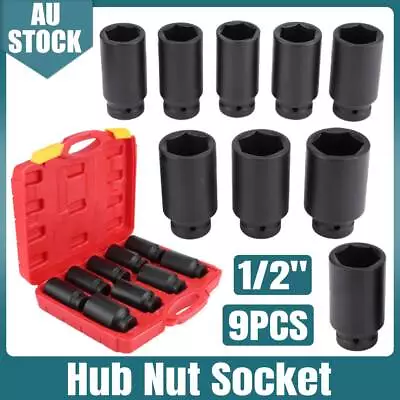 9PCS 1/2  Inch Drive Deep Impact Axle Hub Nut Hex Socket Set 6 Point 29-38mm New • $48.99