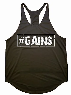 Iron Gods #GAINS Gym Tank Top Y-Back Stringer Tank Gym Shirt Gym Clothing • $20.99