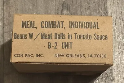 VINTAGE MEAL COMBAT INDIVIDUAL MCI C Ration B2 Unit Beans W/ Meat Balls • $61.74