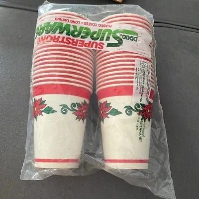 $21.21 • Buy Vintage Dixie Christmas 9oz Cups Set Of 36 Sealed Holiday Poinsettia 80s