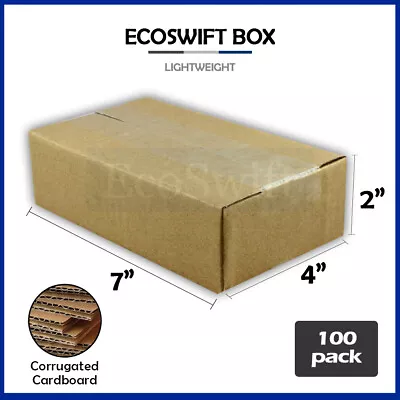 100 7x4x2 EcoSwift Cardboard Packing Moving Shipping Boxes Corrugated Box Carton • $41.99