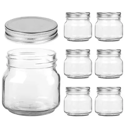 Small Mason Jars Regular Mouth - 8 Oz Clear Glass Jars With Silver Metal Lids... • $30.27