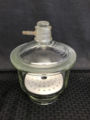 $199.99 • Buy CORNING PYREX Glass 2.4L Small Vacuum Desiccator W/ Perforated Plate 6” ID 3118