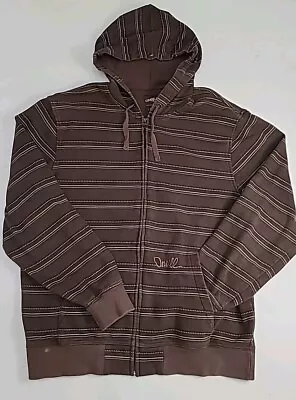 Oneill Vintage Y2k Hoodie Sweatshirt Mens Size M Brown Striped Grunge • $27.88