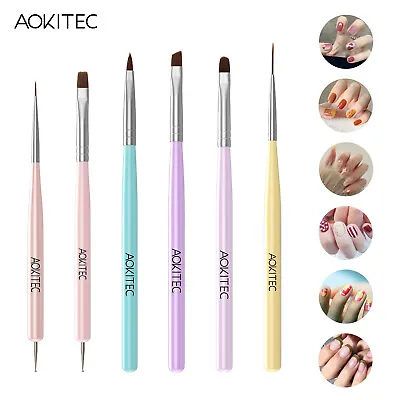 6Pcs Nail Art Brushes Set Extension Builder Pen Gel Polish Design Manicure Tools • $8.99