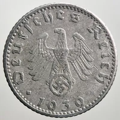 1939-A German Nazi 50 Pfennig Coin | Fine Collectable Grade | A2689 • £10.83