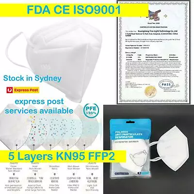 KN95 Disposable Face Mask 5 Layers KN95 With Valve FFP2 CE FDA • $145