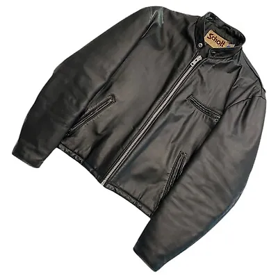 $500 • Buy Rare 80s Schott NYC 542 Pebbled Cowhide Speedster Cafe Racer Leather Jacket 44