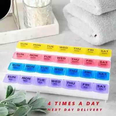 4-A-Day Pill Medicine Planner Organizer Weekly Daily AM PM Box Case Storage • $9.99