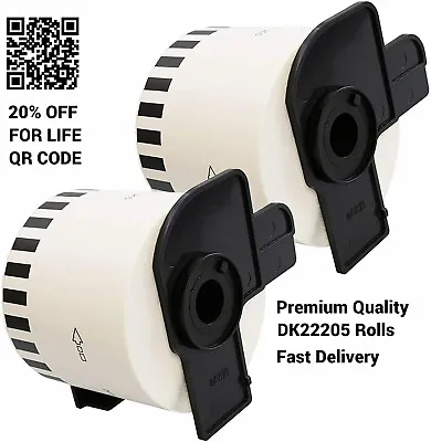 DK22205 DK-22205 Rolls Fits Brother Label Printer QL500 QL600 QL700 QL800 • £12.99