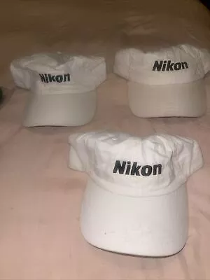 (3) Vintage 90s NIKON Baseball Hat Cap Beige Tan Adjustable Cotton • $17
