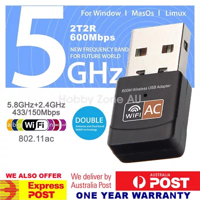 $8.14 • Buy Dual Band 600Mbps USB WiFi Wireless Dongle AC600 Lan Network Adapter 2.4GHz 5GHz