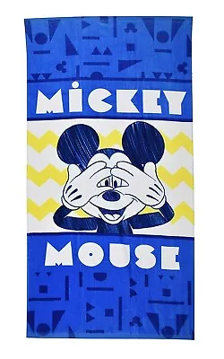 Disney Mickey Mouse 100% Cotton Beach Bath Towel For Kids Blue • £10.99