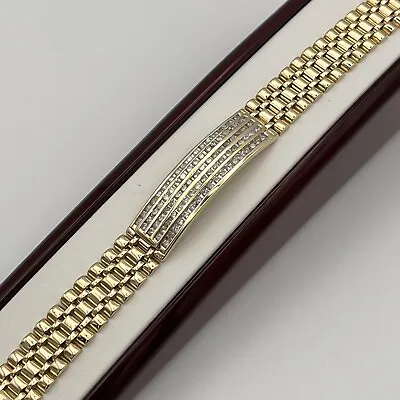 Men's 14k Yellow Gold Channel Set 5 Row Round Diamond Bracelet 3.60ctw 7.5  • $5000