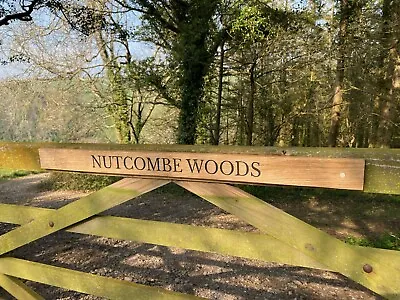 Personalised Engraved Oak Wooden Gate Sign Farm Gate Sign Garden Gate. • £70