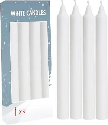 4 Pcs White Taper Dinner Candles Sticks 7 ¾ Inch Tall X 3/4 Inch (0.75) Diameter • $8.99