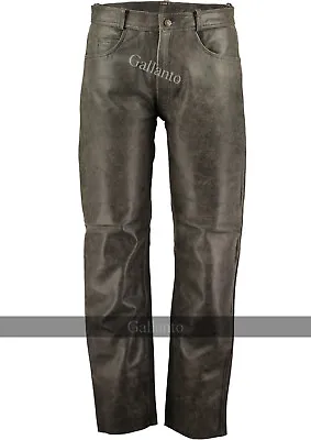 Motorcycle Pants Distressed Leather Motorcycle Trousers Vintage Leather Biker • £100