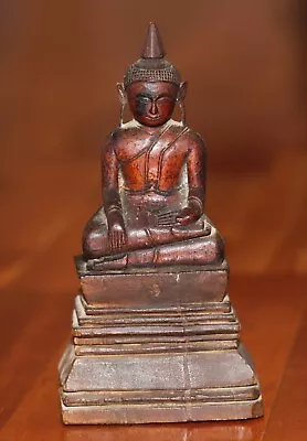 Antique Chinese Southeast Asian Carved Wood Buddha. 19th Century. Qing Dynasty. • £55