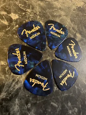 6 X Fender Medium Guitar Picks Blue Premium Celluloid (AUS Stock) • $8.90