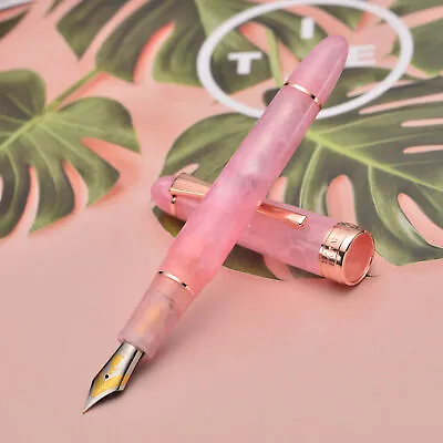 KAIGELU 356 Pink Acrylic Fountain Pen Iridium EF/F/M Nib With Ink Converter • $26.99