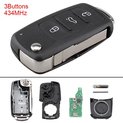 $10.31 • Buy 3 Button Folding Flip Remote Key Fob W/ ID48 Chip 434MHz Fit For VW 5K0837202AD