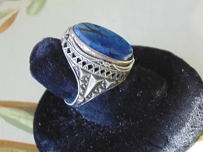 Vtg Stern Sterling Silver Filigree Lapis Lazuli Carnelian Reversible Flip Ring 5 • $129.95