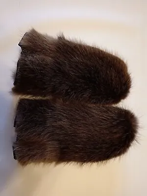 Real Beaver Fur And Real Leather Long  Mitten For Hunters Fisherman Snowmobile • $149.99