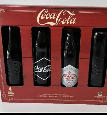 Coca-Cola Set Of 4 Vintage Inspired Bottles Collectors Edition Soft Drink Boxed • $30