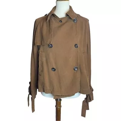 Zara Brown Short Flowing Trench Lapel Collar Jacket Women's Size XS • $22.49