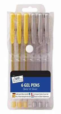 6 Gel Pens - Shiny Metallic Silver / Gold Wedding Invite Christmas Birthday • £2.49