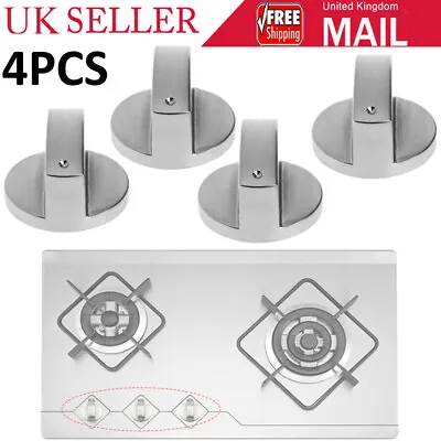 4Pcs Universal Spare Chrome Oven Knob Silver Gas Hob Cooker Control Switch Knobs • £9.15