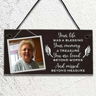 Personalised Photo Plaque Memorial Bereavement Wings Remembrance Gifts Mum Dad • £3.99