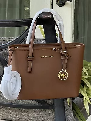 Michael Kors Jet Set Travel Xs Zip Crossbody Tote Bag Mk Messenger Brown Luggage • $107.99